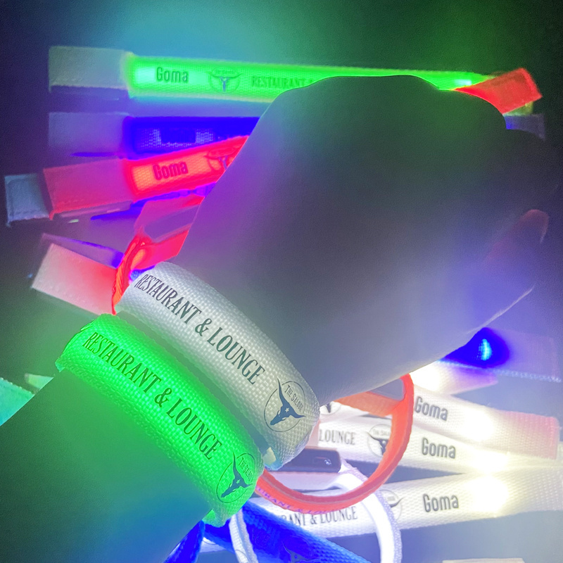 Promotional Luminous Wristband Glow In Dark Bracelet Nylon Weaving Custom LOGO LED Bracelet For Vocal Concert Evening Party