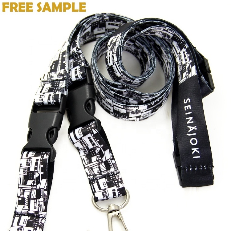 Free Sample Full Color Printing Polyester Nylon Plain Personalized OEM Logo Printed Lanyard Keychain Neck Custom Nylon Lanyards