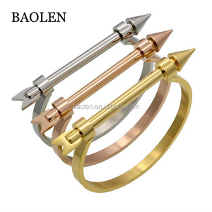 Best Brand Arrow Screw Bangle Gold Color Stainless Steel Cuff Bracelets Fashion Jewelry For Women Gift Pulseiras