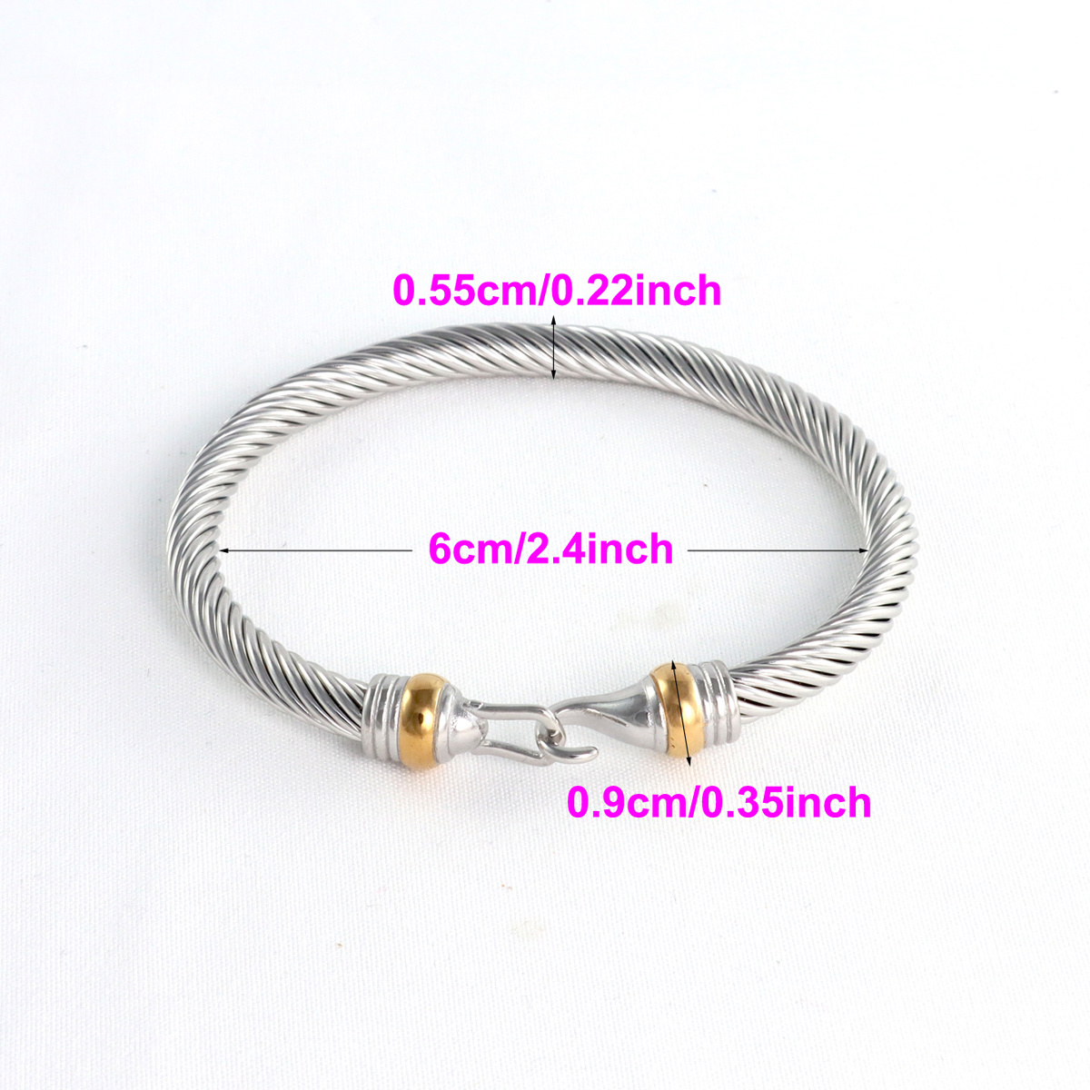 Bahamas Jewelry Stainless Steel Open Cable Wire Bangles Bracelets For Women Inspired Jewelry Ladies Silver Cuff Bangle