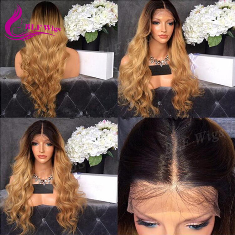 4 27 Two Tone Color Curly Full Lace Human Hair Wig, Grade 10A Virgin Human Hair Ombre Wig