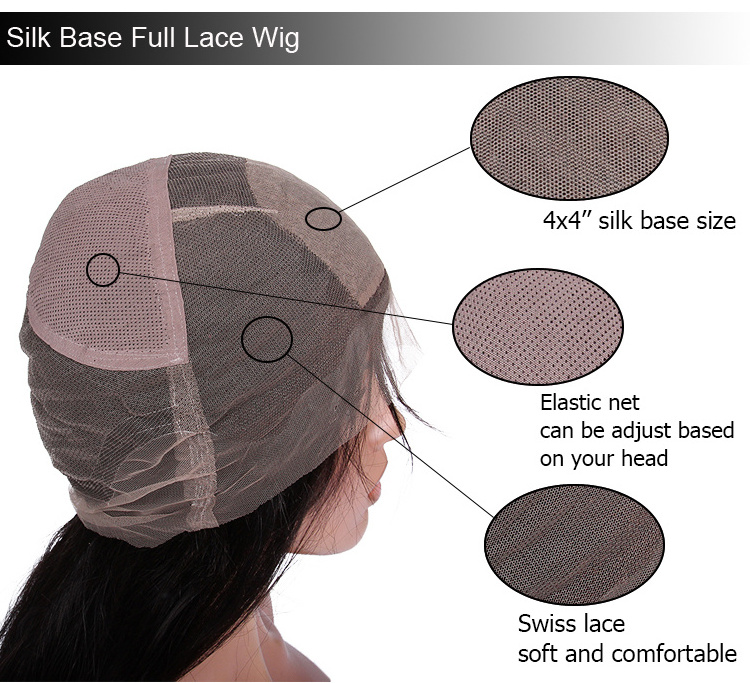 Glueless silk base full lace wig Wholesale virgin 100% natural scalp brazilian full lace human hair wigs for black women