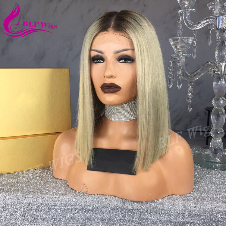 Grey Wigs for White Women European Human Hair Short Bob Lace Frontal Wig