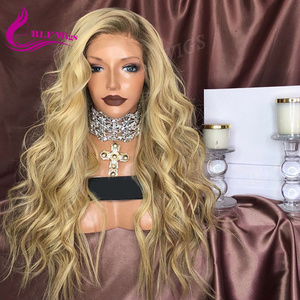 Brown Blonde Curly Hair Wig Virgin European Human Hair Full Lace Wig