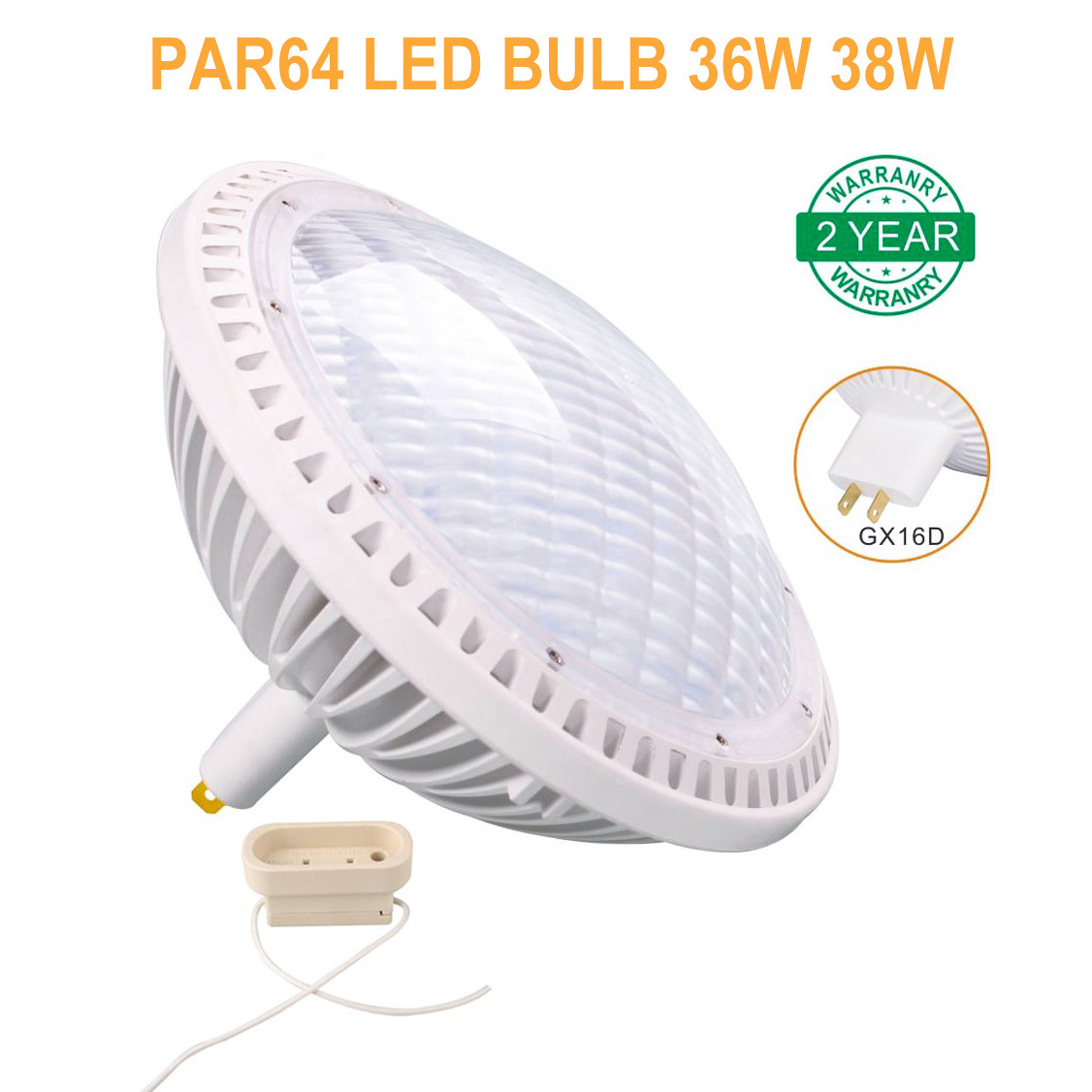 High lumen dimmable ac100-240v led spot light conjoined lens 36W gx16d par light 64 led