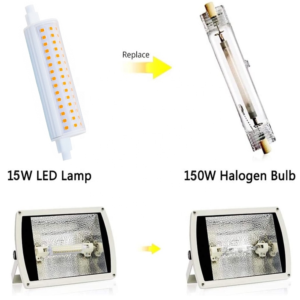 Factory direct sale 10W 15W led r7s replacing halogen bulb 500w dimmable r7s 118mm led corn bulbs