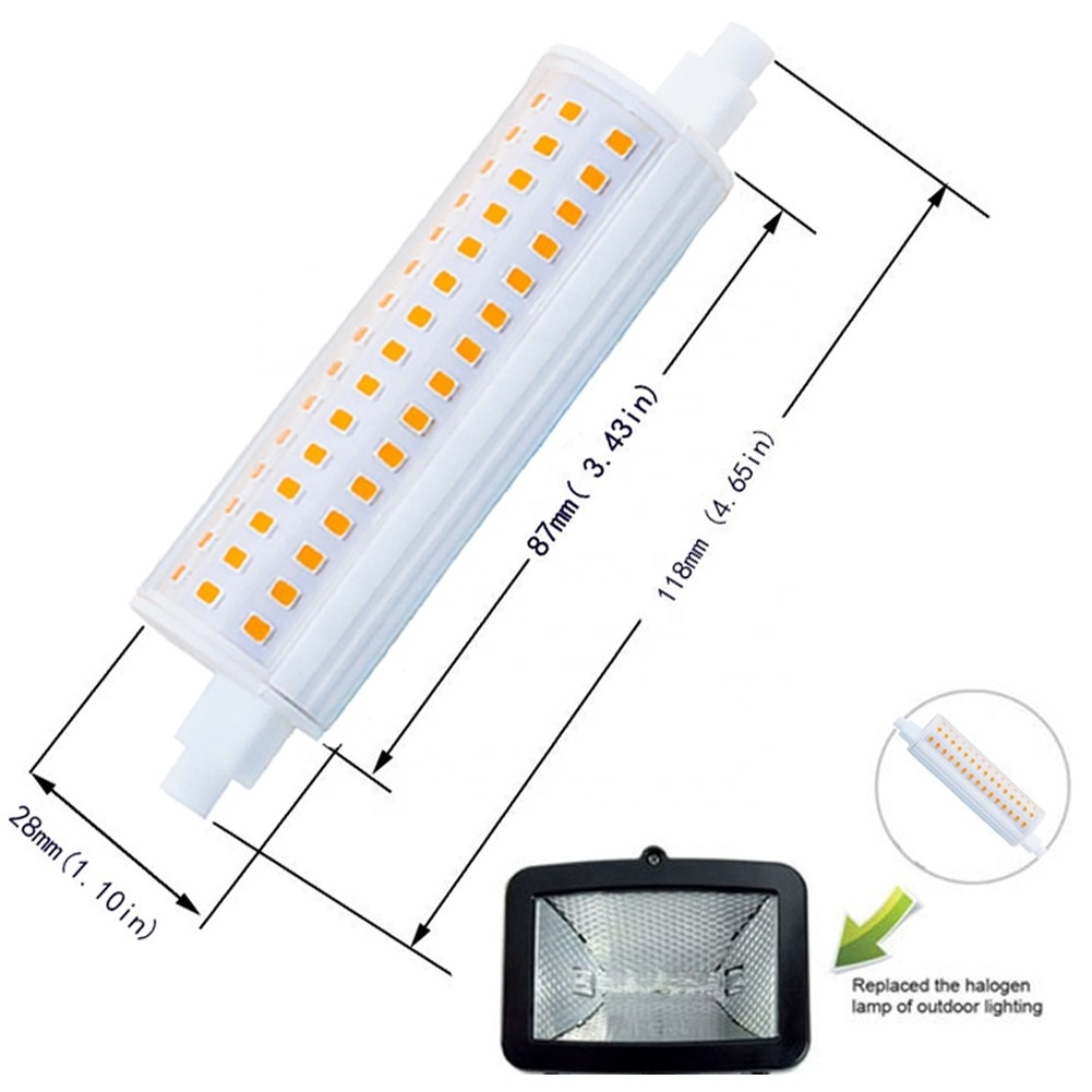 Factory direct sale 10W 15W led r7s replacing halogen bulb 500w dimmable r7s 118mm led corn bulbs