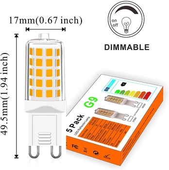 Top selling high lumen no flicker AC100-240V 2700k/ 3000k /4500k/6500k g9 led bulb 5w