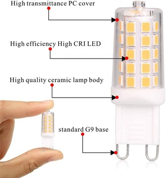 Top selling high lumen no flicker AC100-240V 2700k/ 3000k /4500k/6500k g9 led bulb 5w