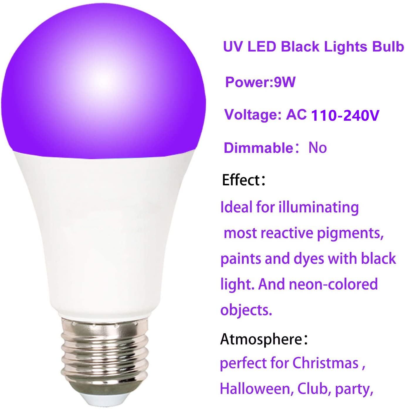 Factory Direct Sale 12W 395-400nm UV Fluorescent Black Light OEM ODM B22 E27 Led UV Bulb