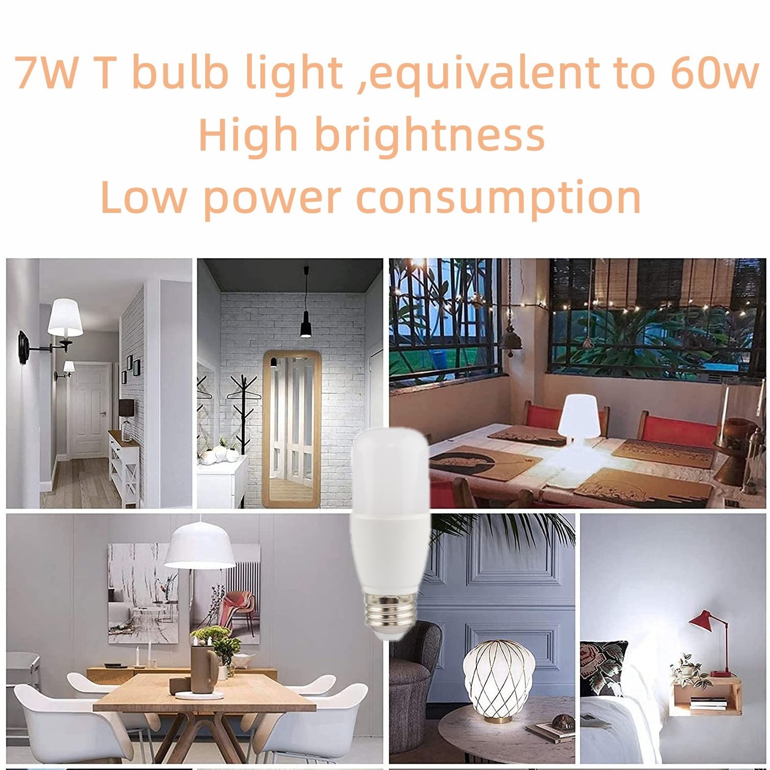 High quality super bright 2700K 3000K E27 E26 B22 E14 model 3W 5W 7W T shape led light bulb