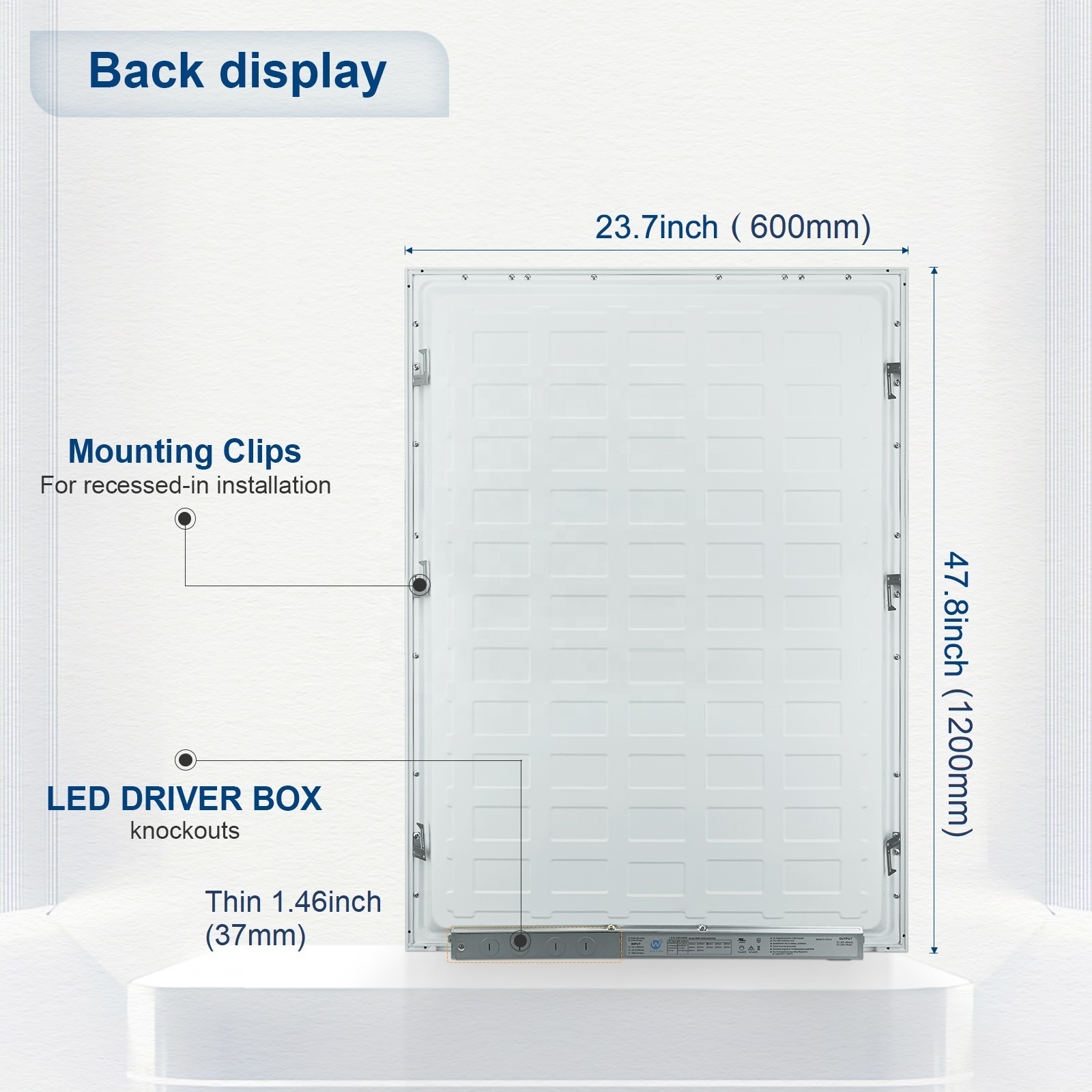 Factory high quality 2x4 50W 60W 600x1200mm commercial 0-10v dimmable smart led panel light