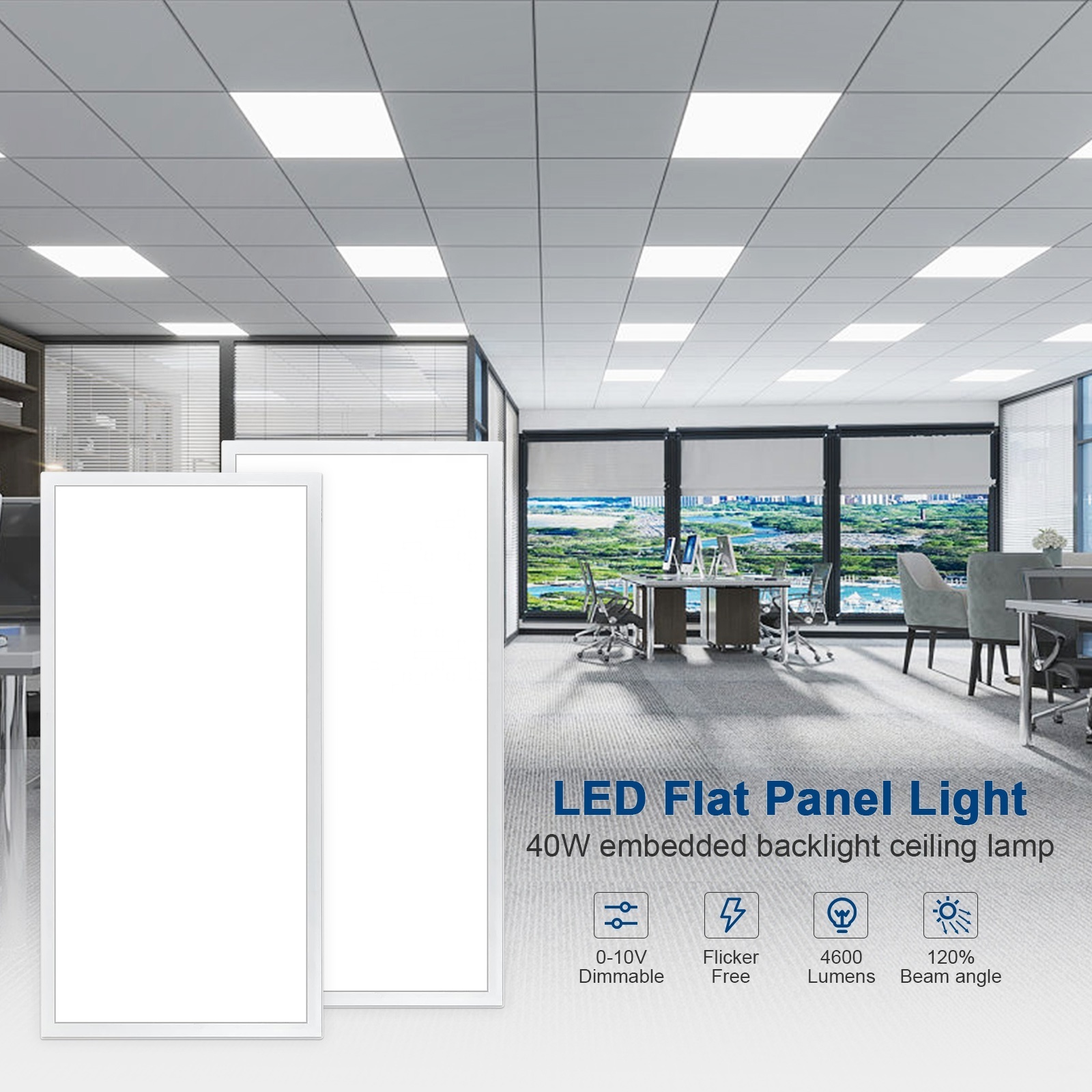 Factory high quality 2x4 50W 60W 600x1200mm commercial 0-10v dimmable smart led panel light