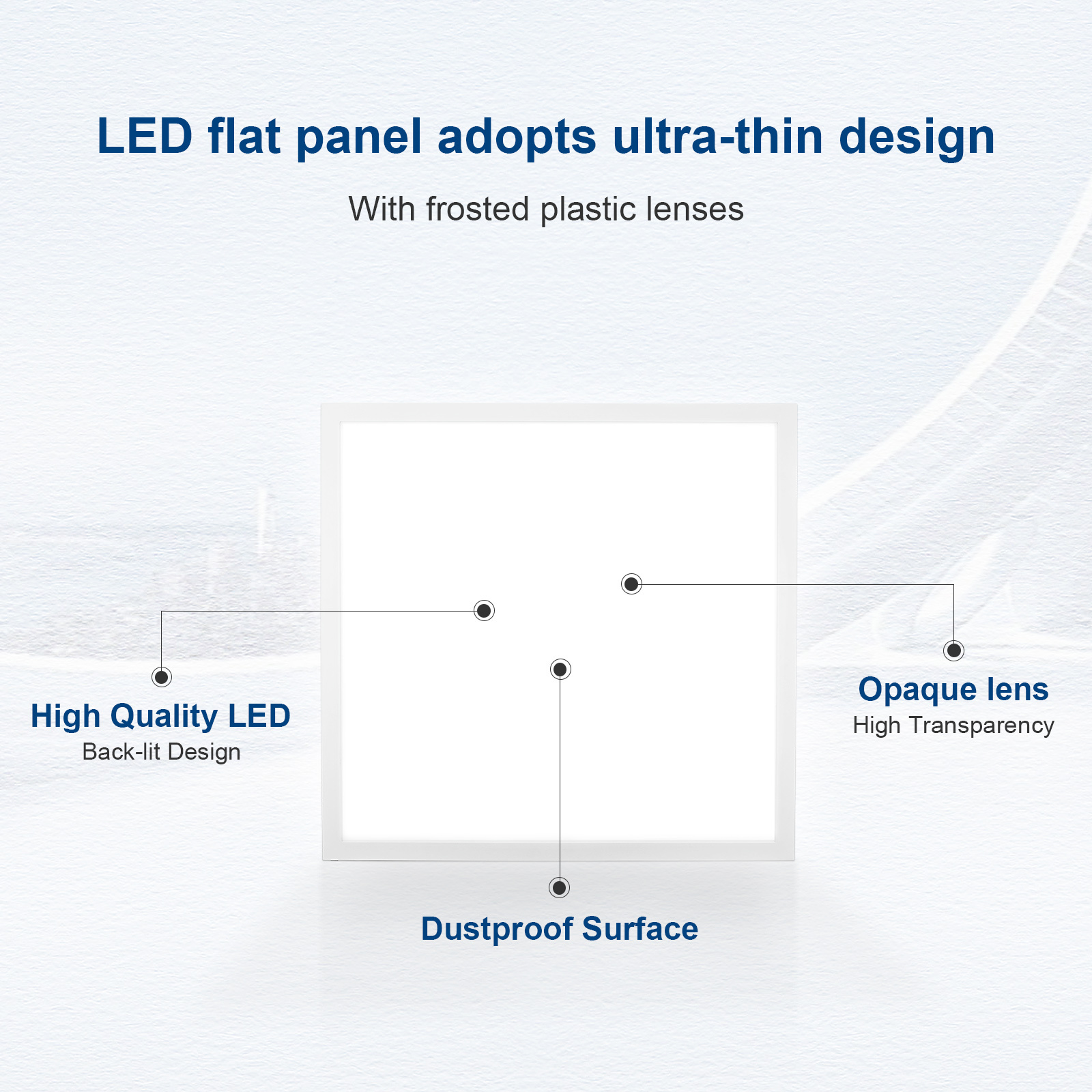 Factory Direct Sale PMMA PS 0-10v Dimmable Surface Mounted Led Backlit Panel Ceiling Light 60x60