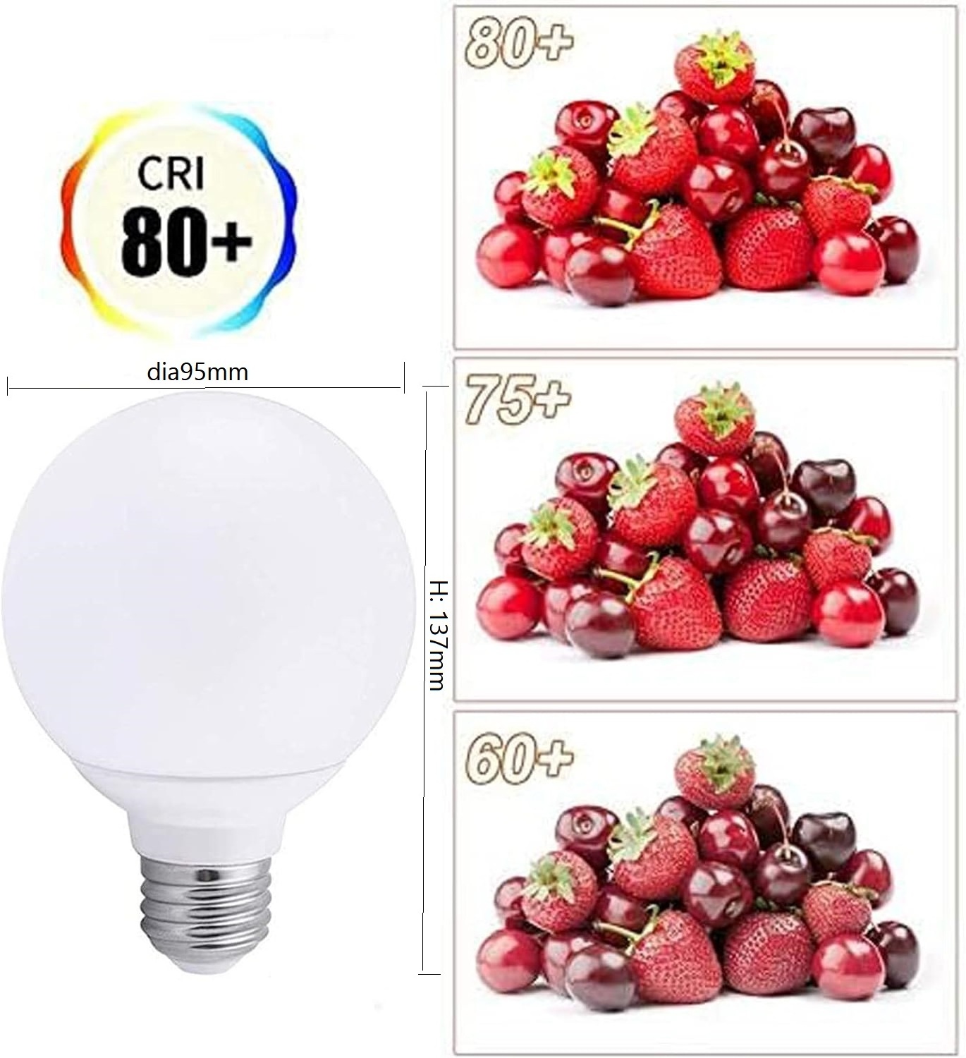 E26 E27 B22 standard warm white 2700k CRI90 11w equivalent to 110w led g95 globe bulb light