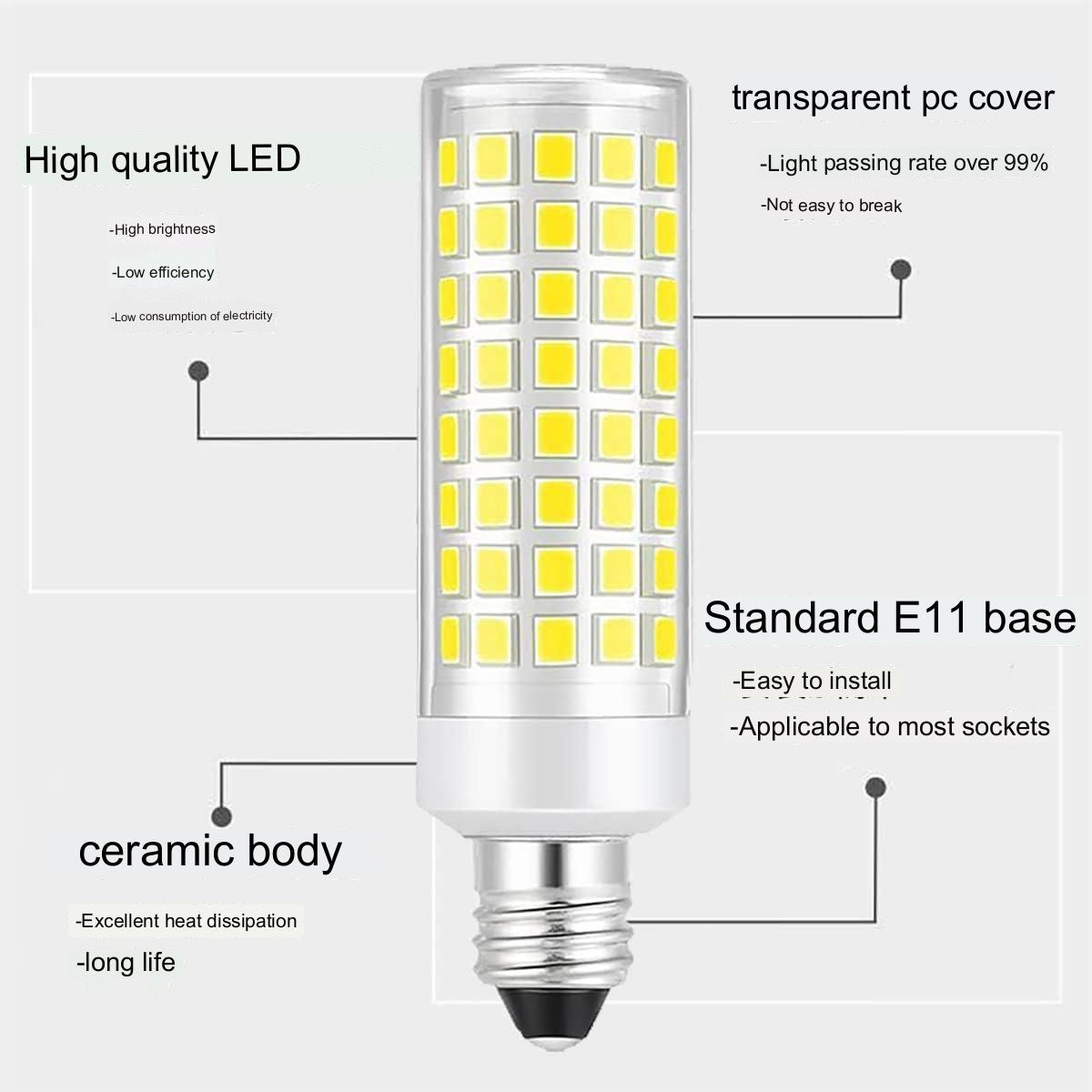 Dimmable 5w 110V-130V BA15D GY6.35 Ceramic Body LED Corn Lamp 2700K 3500K Warm White E11 G4 G8 G9 LED Bulb