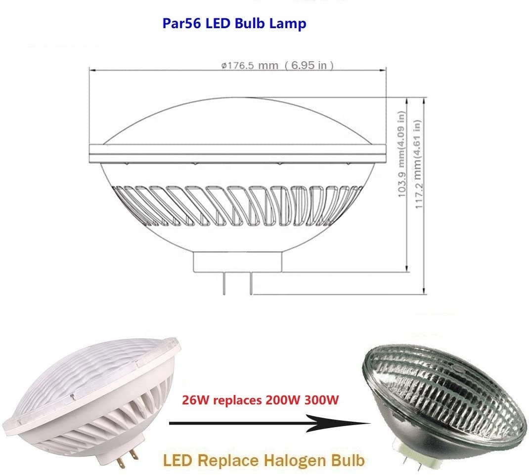 Replace Standard Halogen PAR 56 300 Watt Light AC120V 220V GX16D 30W PAR56 Led Bulb Dimmable