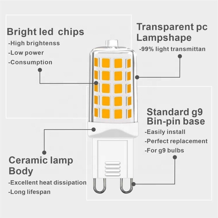 High quality factory price flicker free corn light dimmable 2700k 4000k ac100- 240v 3w G9 led bulb