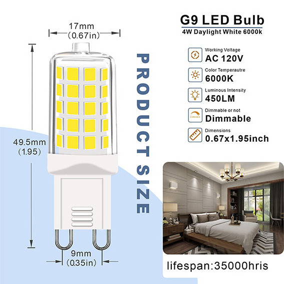 Baolight High Quality 3W G9 LED Dimmable 6000K 100-130V Or 220-240V No Flicker Ceramic  Decorative Led Corn Light Bulb