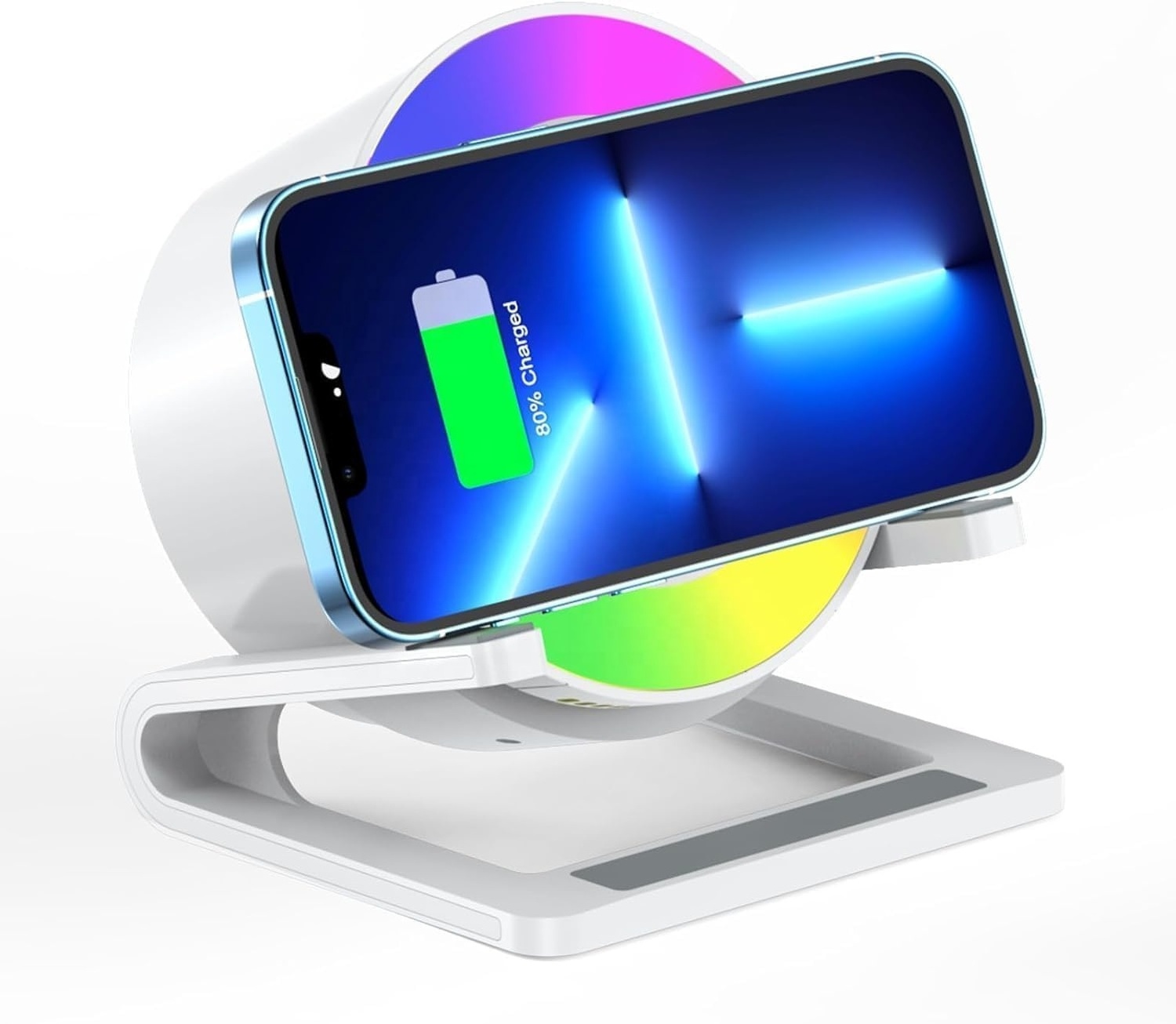 Fast Wireless Charger Station for Mobile Phone Blue-tooth Speaker Sound  RGB LED Night Light 15W Music Lamp