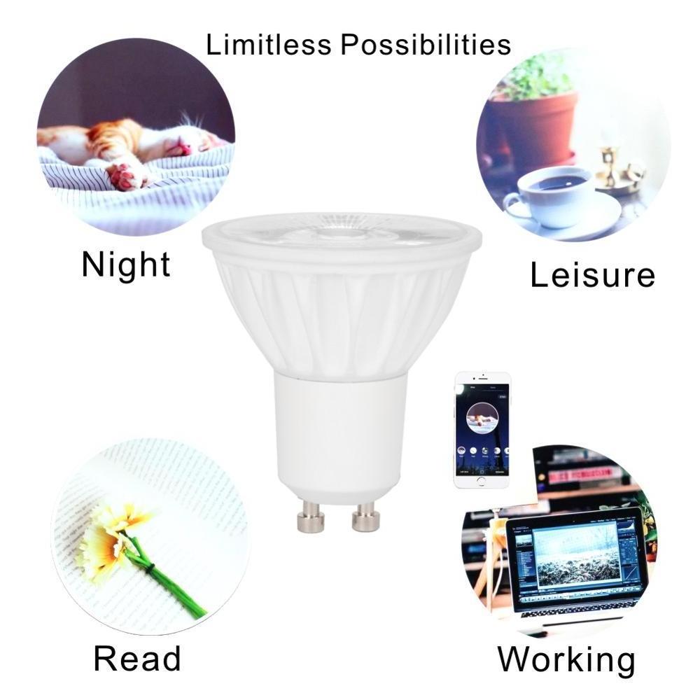 CCT  dimmable   Alexa Google Home assistant compatible  APP remote control 5w smart WiFi GU10 LED Bulb