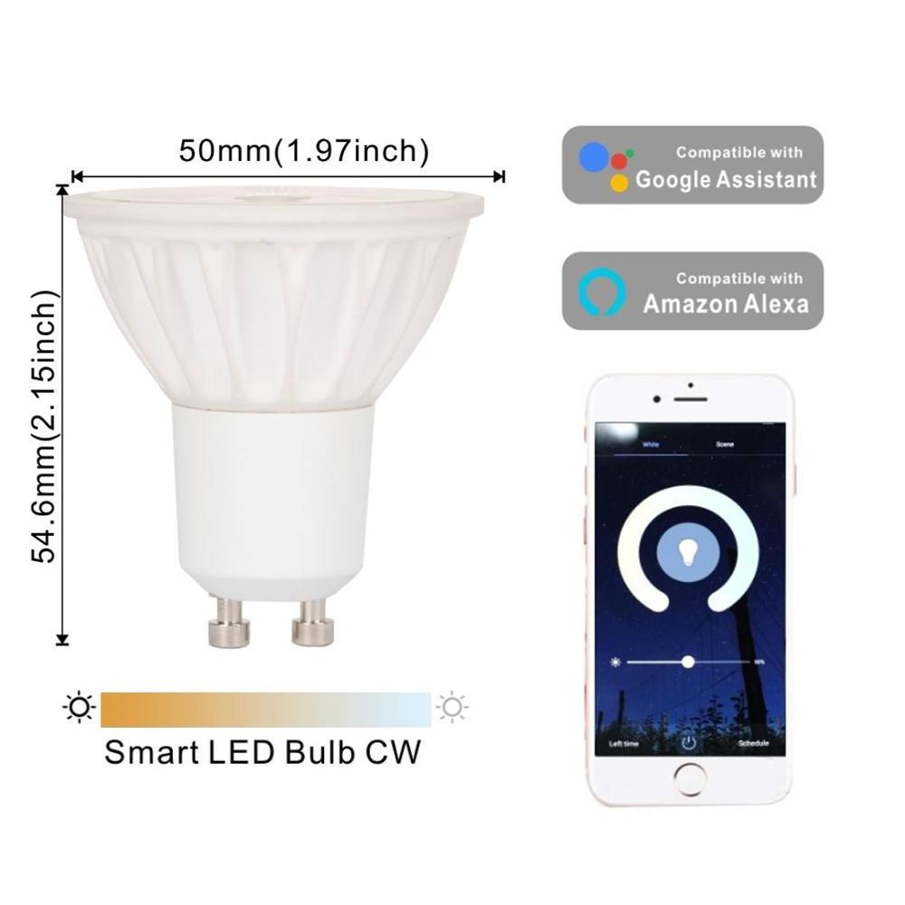 CCT  dimmable   Alexa Google Home assistant compatible  APP remote control 5w smart WiFi GU10 LED Bulb