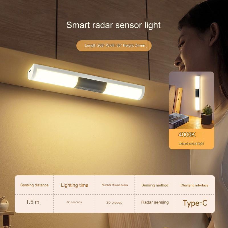 Newest Type C Rechargeable Battery Hallway Toilet Bedroom Kitchen Smart Motion Sensor LED Night Light