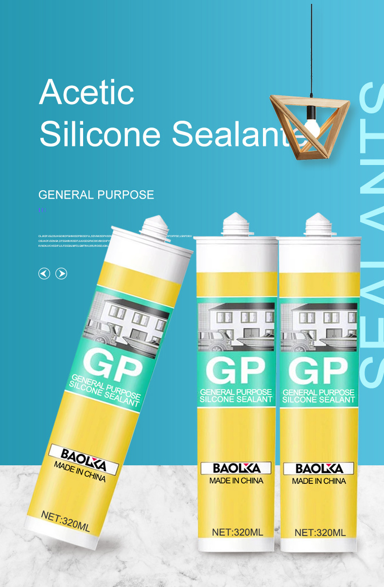 2023 High Quality General Purpose Acetoxy Adhesive Acetic Adhesive 100% Silicone Sealant 300ml Clear Silicone Mixed Silicone Rtv