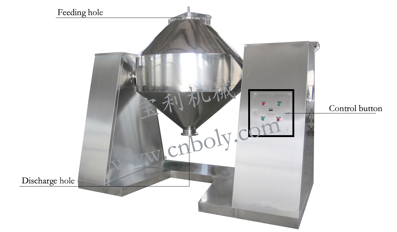 Stainless Steel Dry powder mixing machine Drum W Mixer For Powders With CE/ISO