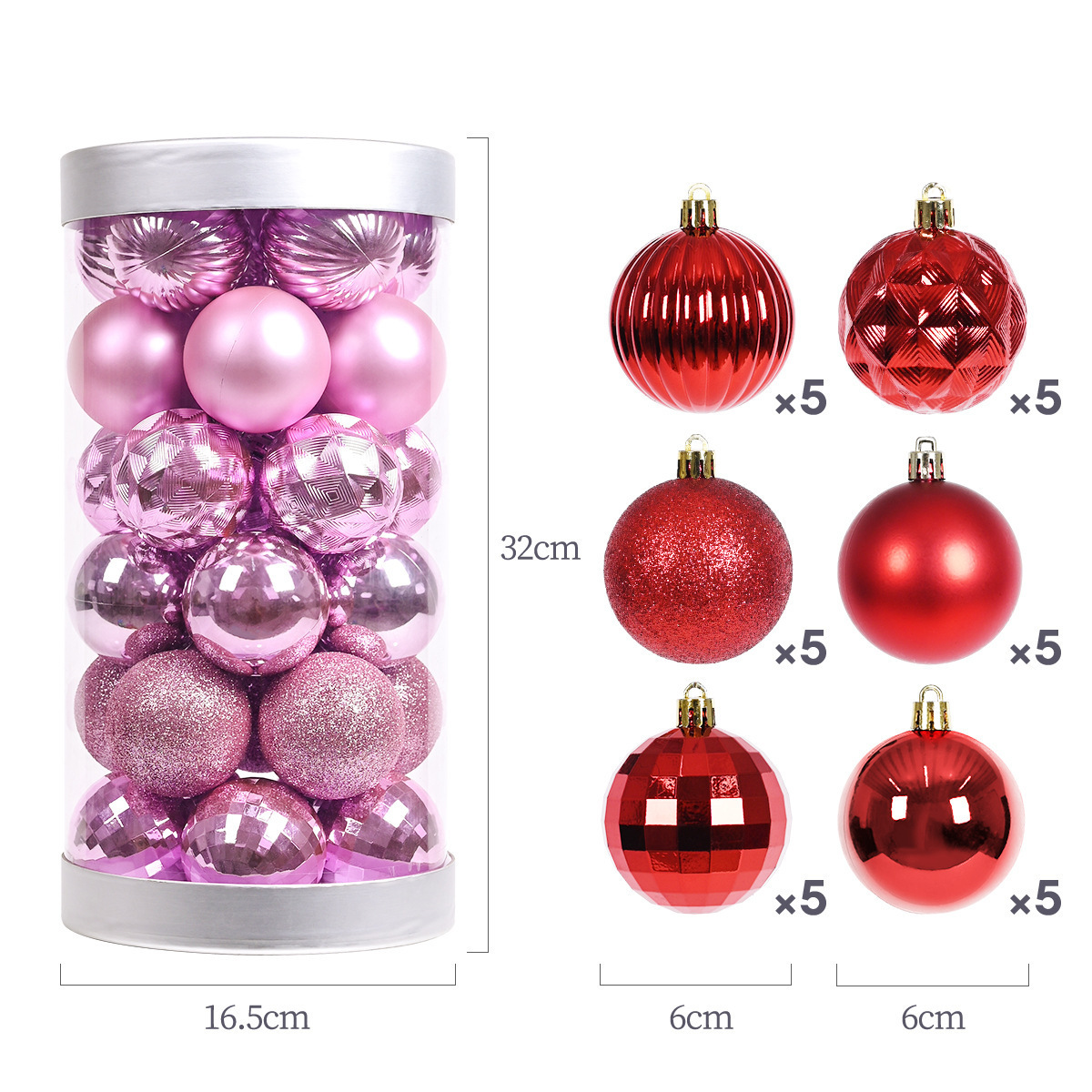 Christmas decorations 6cm shaped electroplated plastic Christmas tree ball hanging accessories 30 Christmas ball set