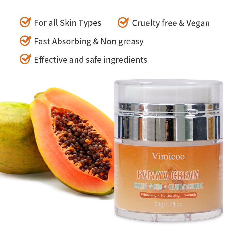 Custom Organic Vegan Private Label Skincare Dark Spot Removal Kojic Acid Glutathione Anti-aging Whitening Papaya Face Cream