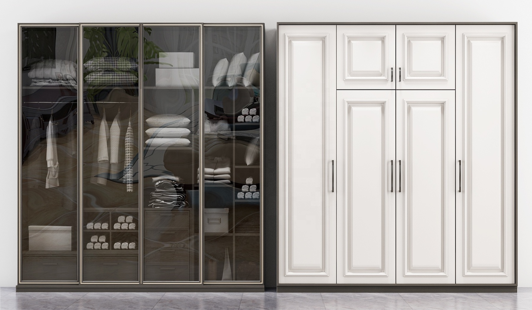 Modern modular freestanding bedroom wardrobe Wardrobe High gloss sliding door wardrobe