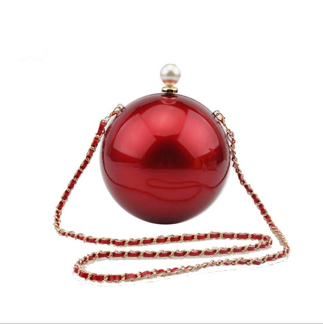 Fashion Round Pearl Ball Bag Pearl Switch Head Acrylic clutch bag