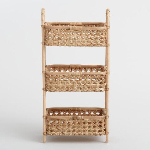 Natural Rattan Cane 3 Tier Storage Tower from Vietnam