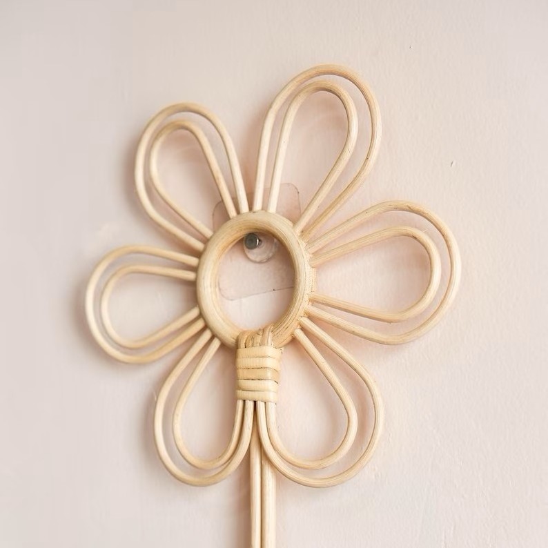 Rattan flower wall hook nursery wall decor from Vietnam