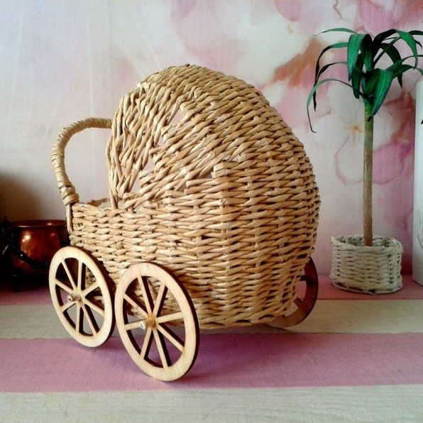 Natural Wicker Seagrass Baby Carriage Wicker Doll Stroller from Viet Nam