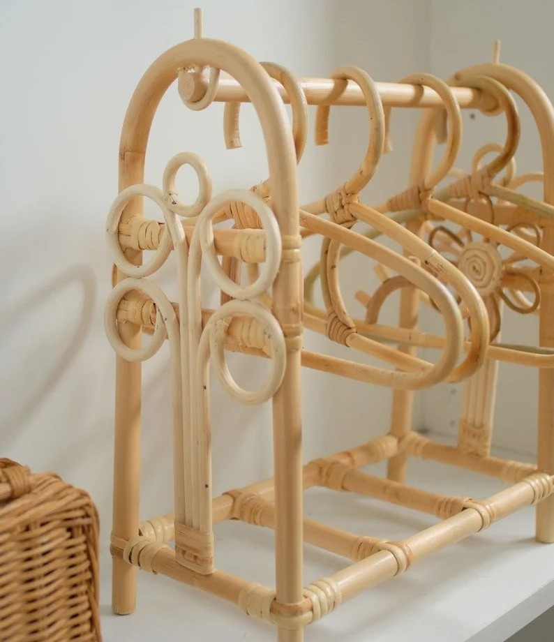 Pretty Rattan Clothing  Rack for Doll