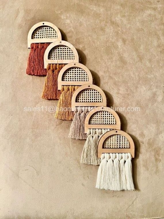 HOT TRENDS! Woven Arch Cane Webbing Macrame Half Moon Wall Hanging Ornaments Home Decoration