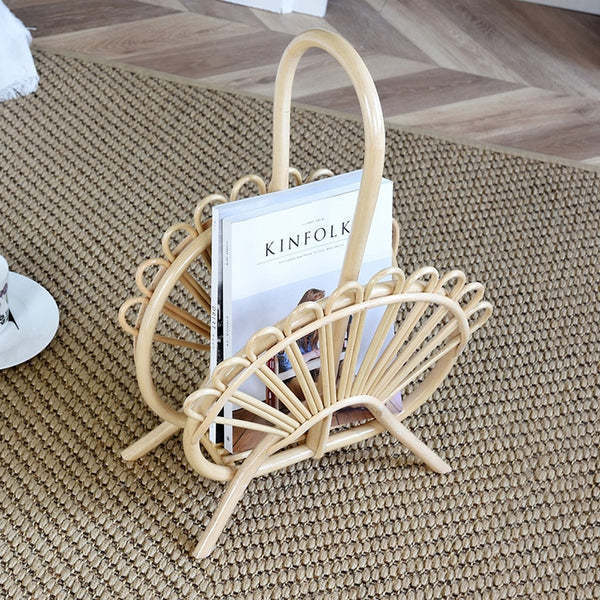 Rattan small handmade magazine rack hand  decoration for your home