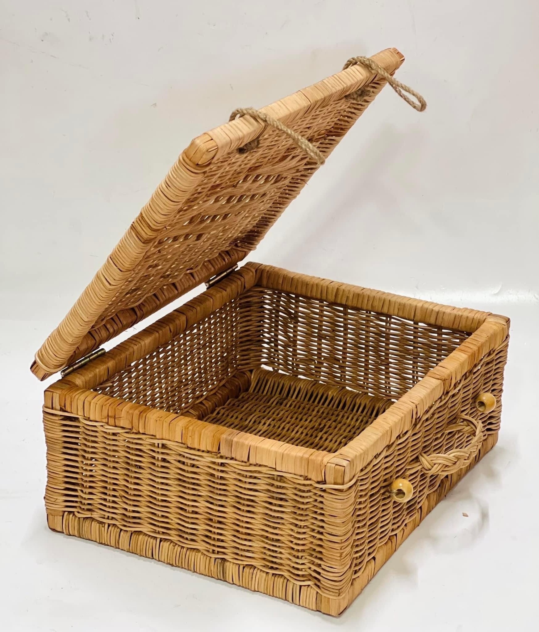 Antique vintage rattan wicker suitcases best travel luggage bags women handbags ladies