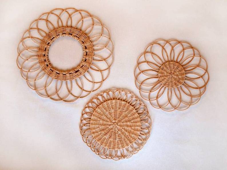 Wicker flower boho wall hanging decor