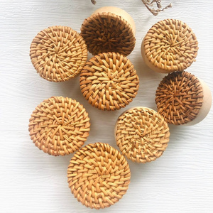 Round Rattan Cupboard Knobs, Furniture Knobs, Dresser Cabinet Knob