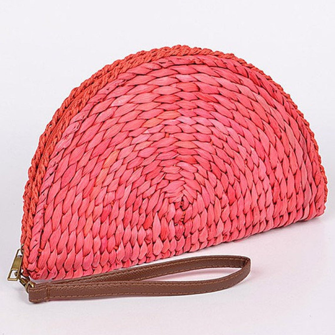 Straw Half Moon Shaped Clutch Bag