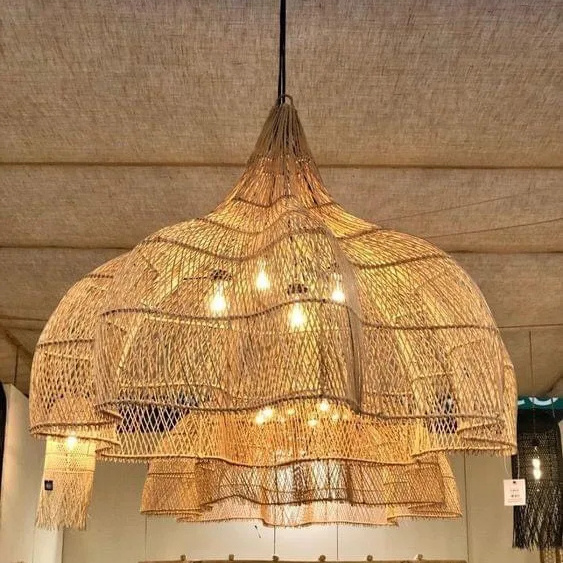 Giant Rattan Lampshade Pendant Light For Bedroom Living Room Garden Home interior Decoration