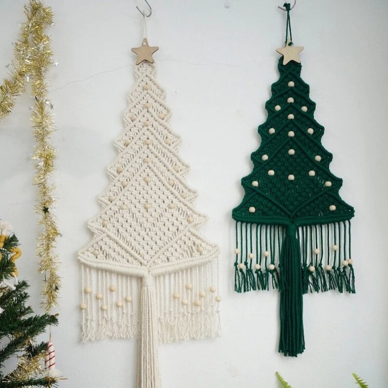 BEST SELLING! Macrame Pine Tree Wall Hanging Christmas Holiday Decoration,  Macrame Christmas Tree with Star Topper