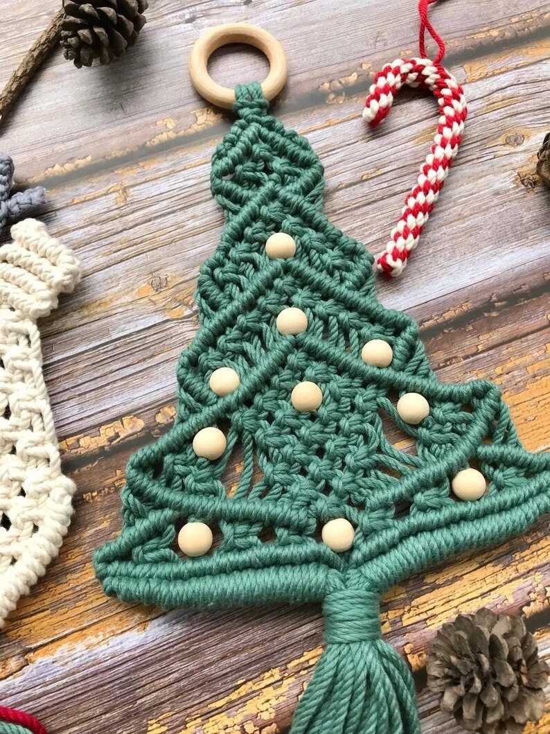 BEST SELLING! Macrame Pine Tree Wall Hanging Christmas Holiday Decoration,  Macrame Christmas Tree with Star Topper