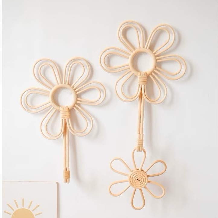 Rattan flower wall hook nursery wall decor from Vietnam