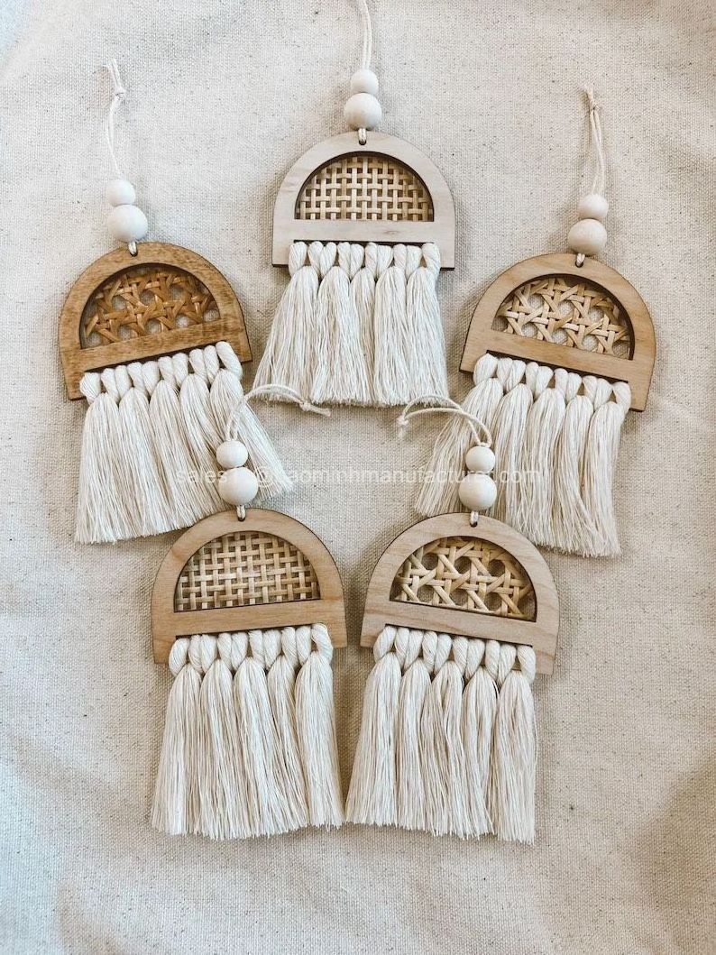 HOT TRENDS! Woven Arch Cane Webbing Macrame Half Moon Wall Hanging Ornaments Home Decoration