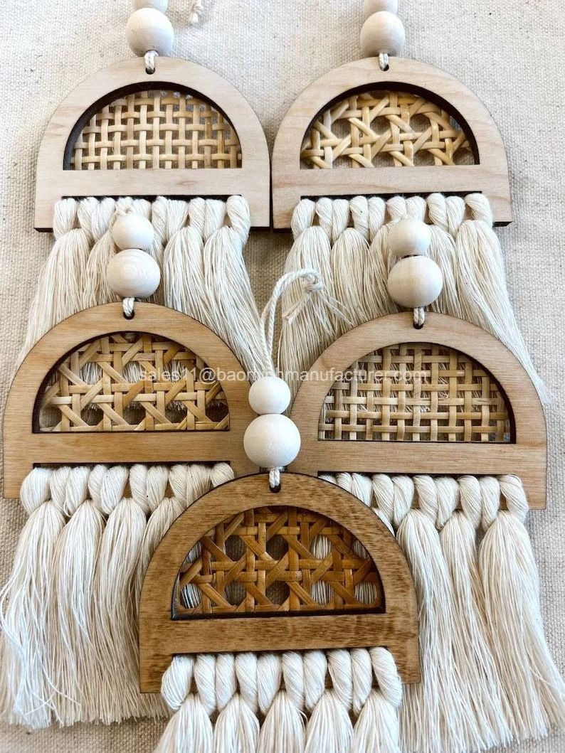 HOT TRENDS! Woven Arch Cane Webbing Macrame Half Moon Wall Hanging Ornaments Home Decoration