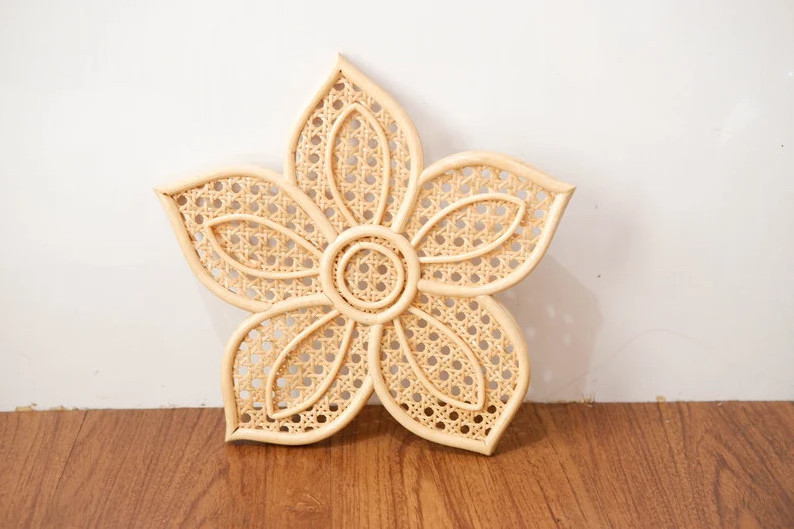 Rattan Flower Wall Decor Daisy Rattan Webbing Flower Boho Nursery Wall Decor Shelf Decor Girl Room Shelf